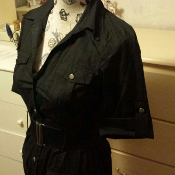 NEW - BCX Black Button-up Belted Dress - Picture 4 of 4